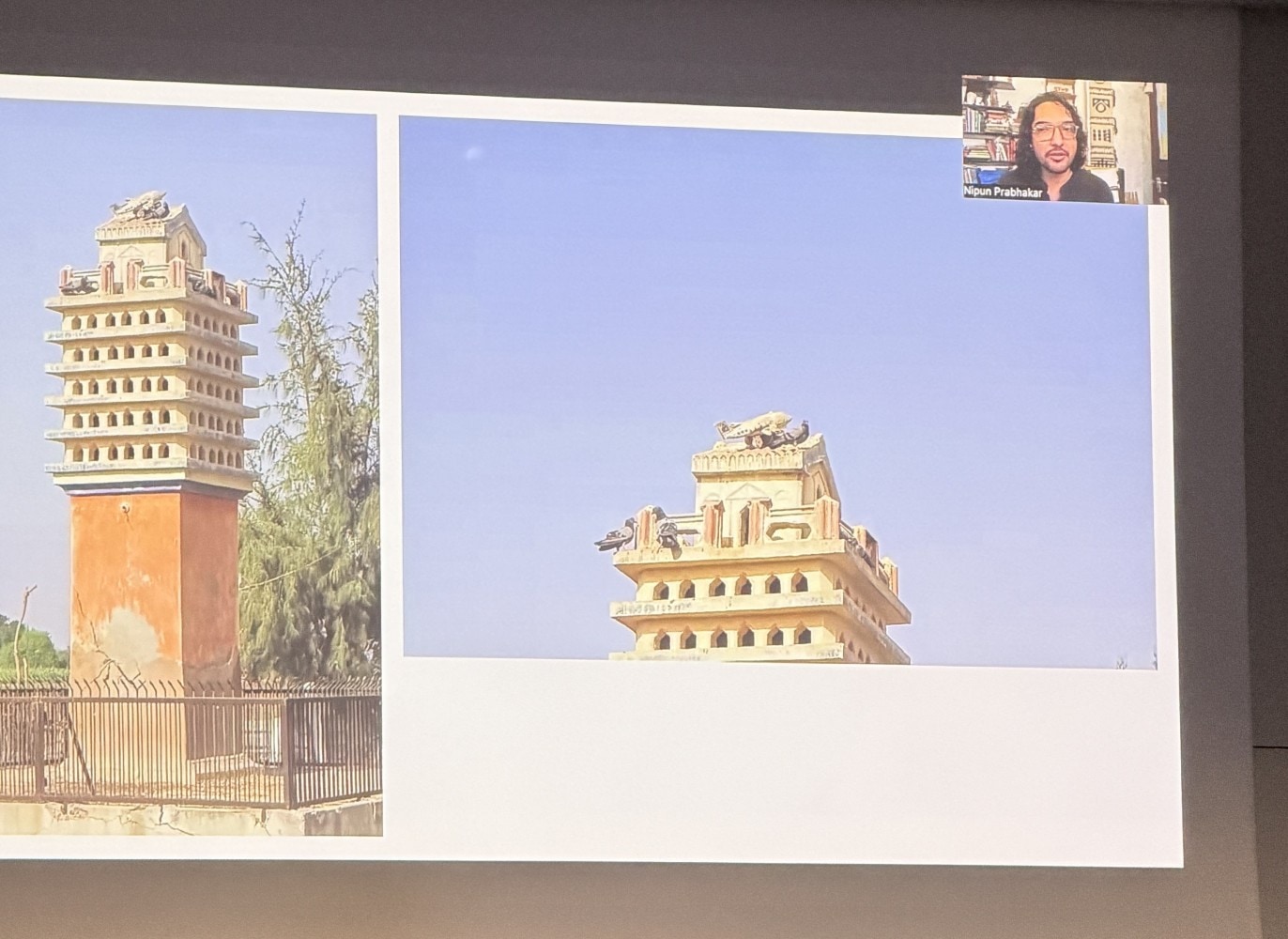 Presentation slide comparing historic tower forms during a UIA 2026 research session.